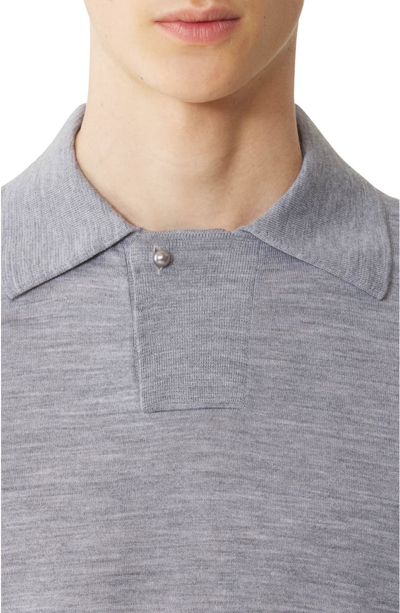 Lanvin Black Merino Wool Polo Shirt, Alternate, color, Light Grey