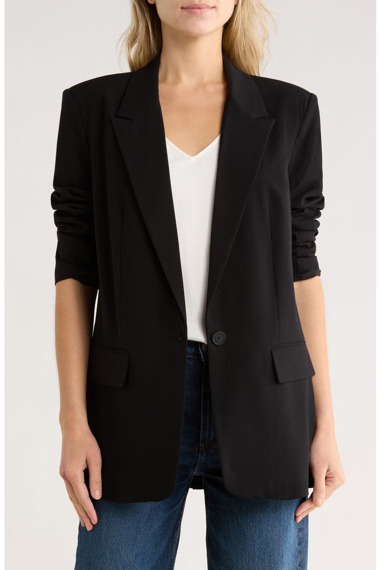 Oversize Peak Lapel Blazer, Main, color, BLACK