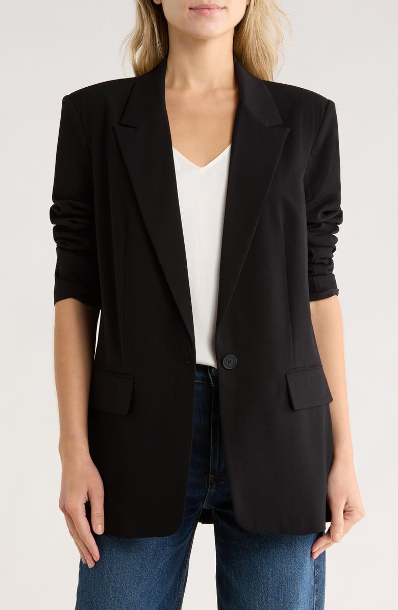 Leith Oversize Peak Lapel Blazer, Main, color, Black