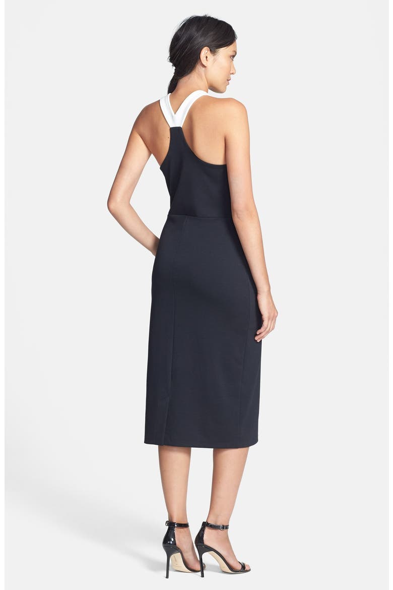 Ponte Knit Midi Dress, Alternate, color, BLACK