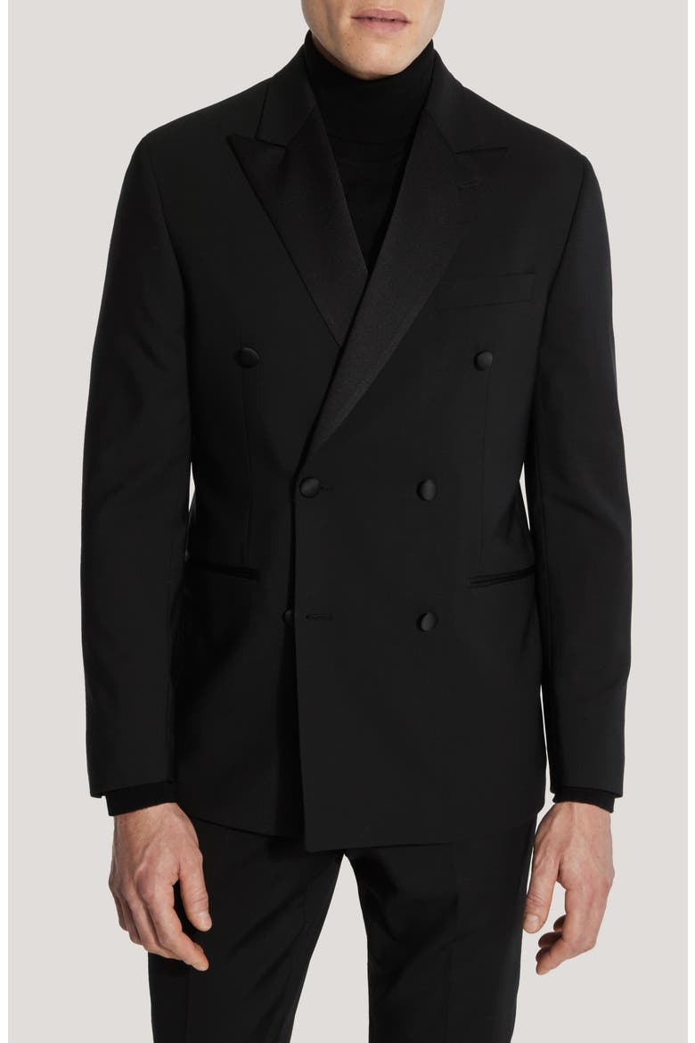 Eden Double Breasted Black Wool Tuxedo, Alternate, color, BLACK