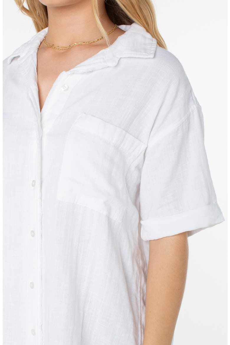 Maile Cotton Gauze Tied Button-Up Shirt, Alternate, color, SNOW WHITE SOLID