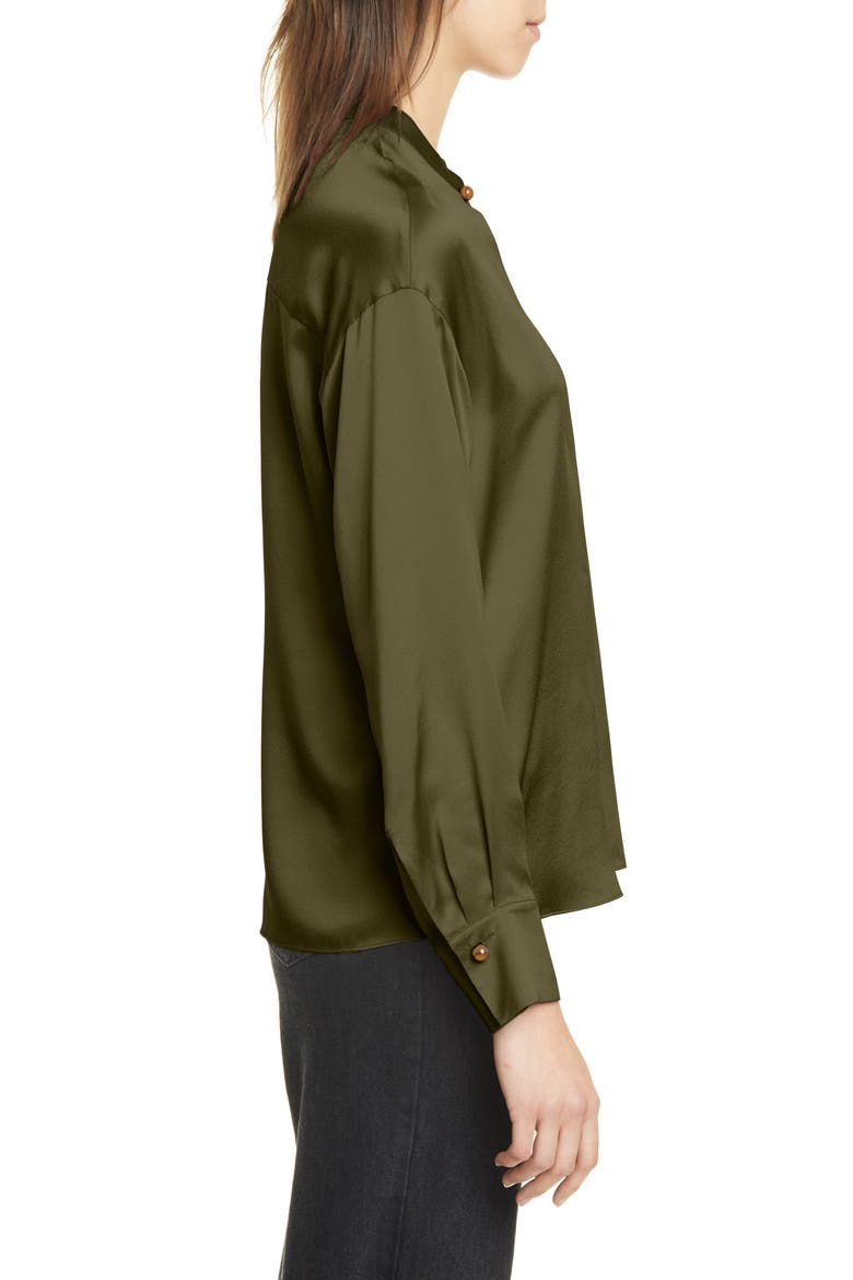 Wrap Front Long Sleeve Silk Blouse, Alternate, color, MINERAL PINE