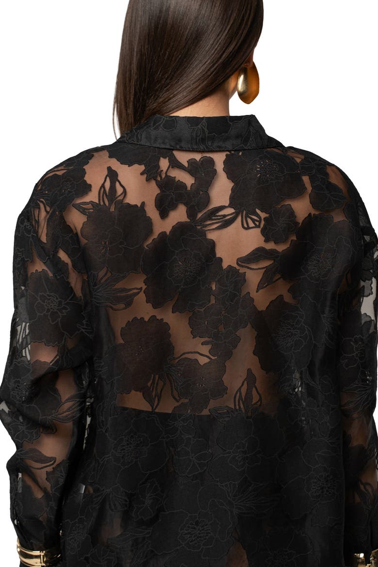 Organza Floral Blouse, Alternate, color, Black