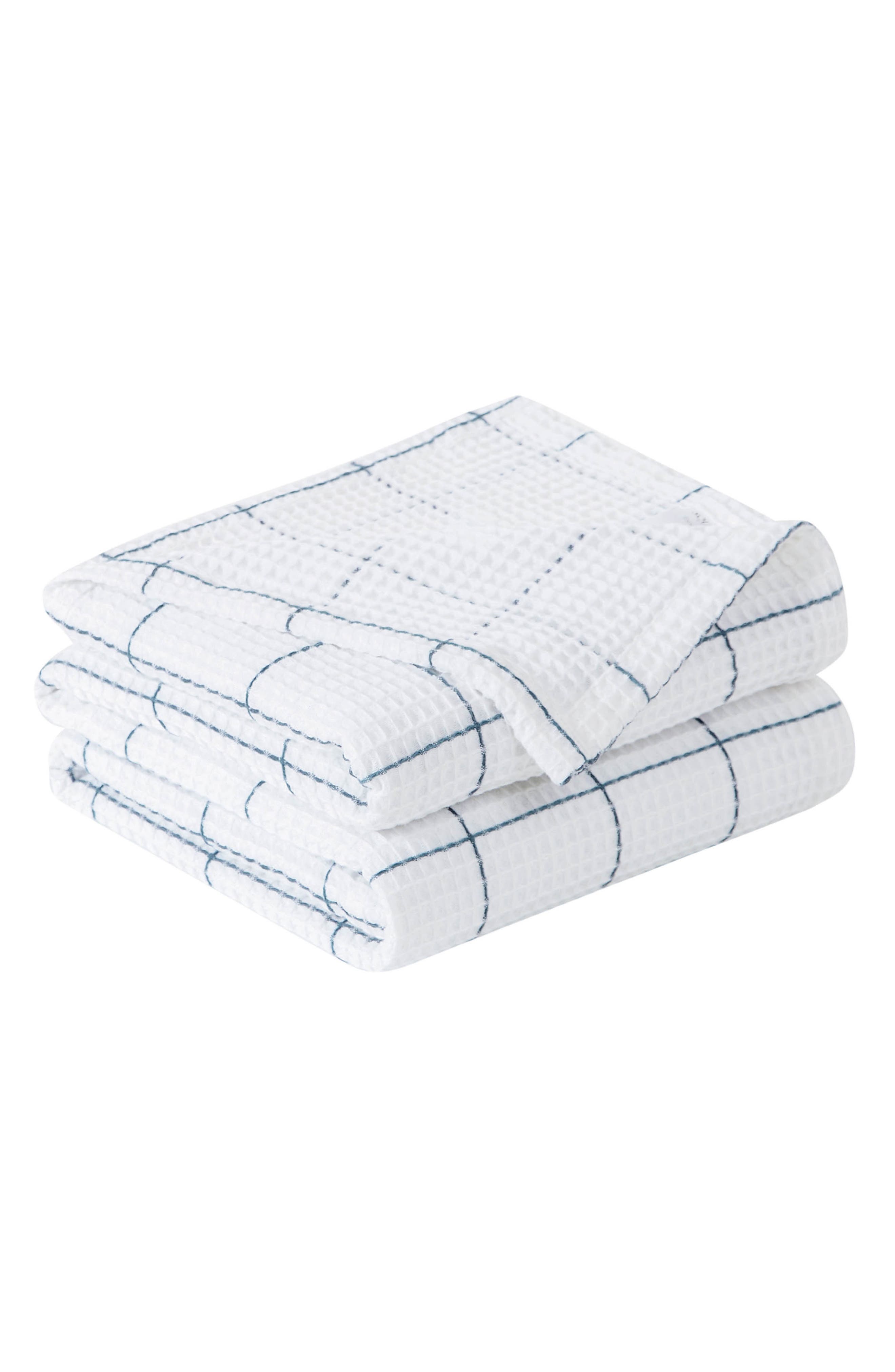 SOUTHSHORE FINE LINENS 2-Piece Check Cotton Waffle Throw Blankets