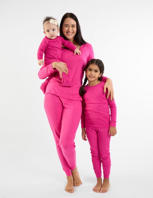 Leveret Cotton Solid Matching Family Pajamas In Pink