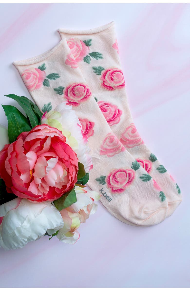 K Bell Socks Rose Blooms Assorted 2-Pack Crew Socks, Alternate, color, Asst