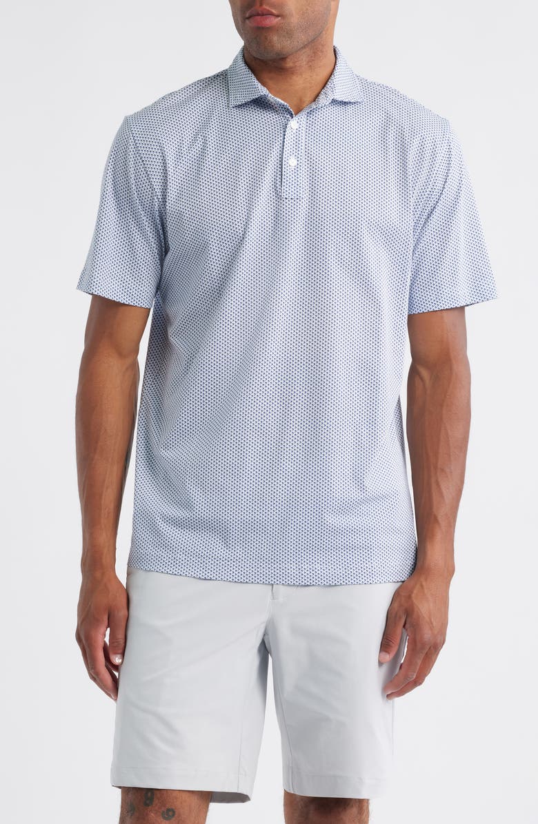 Peter Millar Crown Comfort Marlin Print Pima Cotton Polo, Main, color, Atlantic Blue