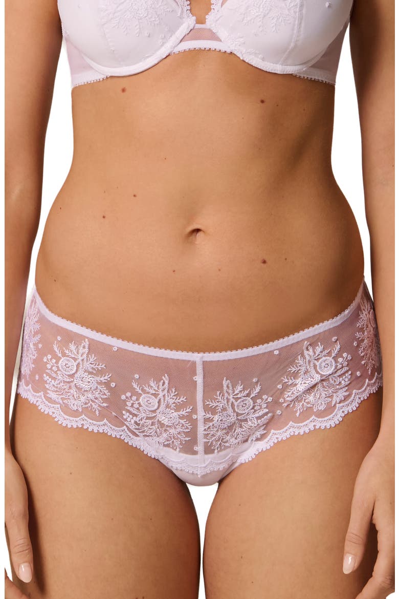 Intrigue Floral Embroidered Boyshorts, Main, color, WHITE