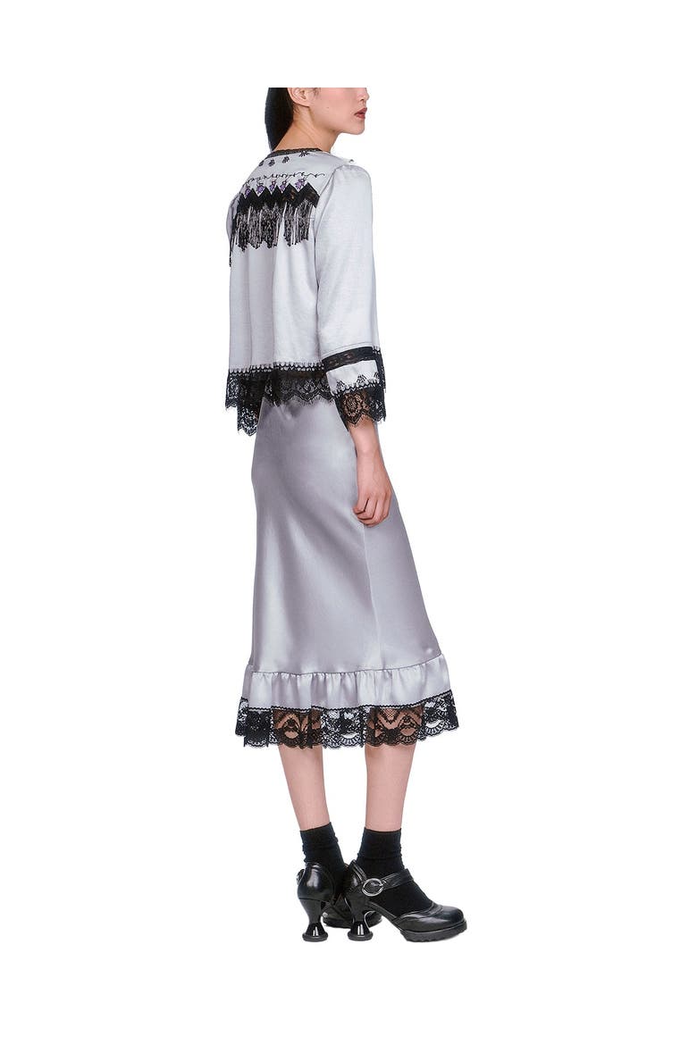 Boudoir Satin Lace Skirt, Alternate, color, Silver