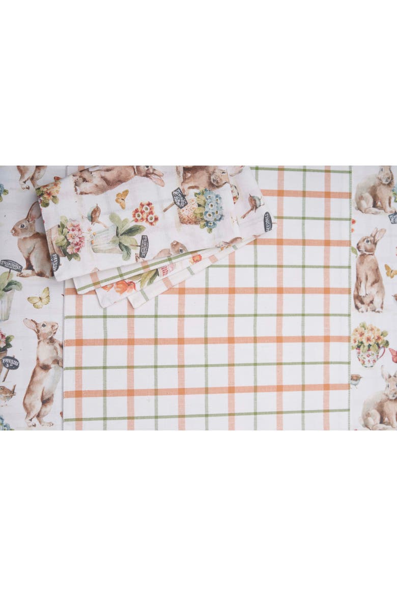 Little Garden Easter Rabbits 100% Cotton Graphic Print Table Runner 14" x 72", Alternate, color, Yellow