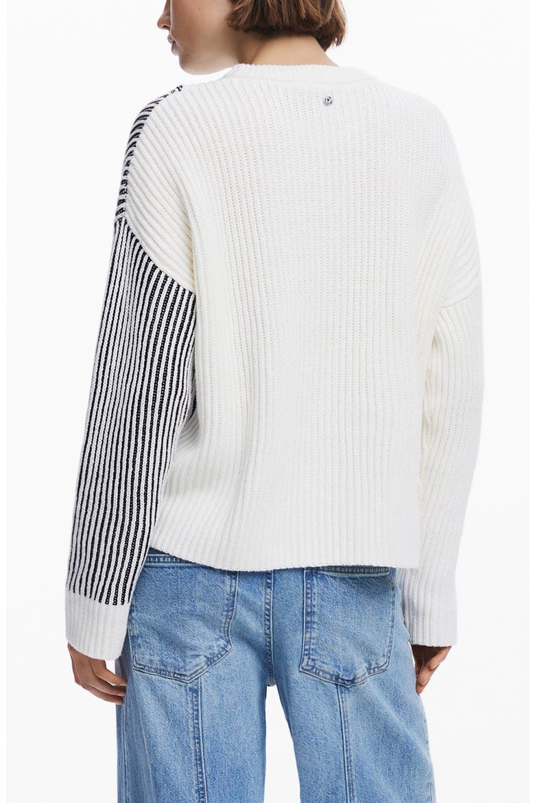 Stripe Crewneck Cotton Blend Sweater, Alternate, color, OFF WHITE