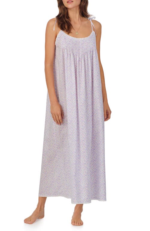 Shop Eileen West Floral Tie Strap Sleeveless Ballet Cotton Lawn Nightgown In Wht Grd Pink/peri Ditsy
