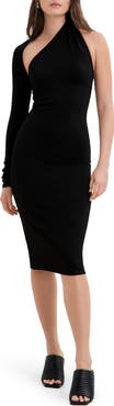 Marcella Manhattan Asymmetric One-Shoulder Ponte Dress