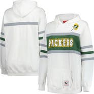 Mitchell & Ness Women's Mitchell & Ness White Green Bay Packers Plus Size Head Coach Throwback Pullover Hoodie