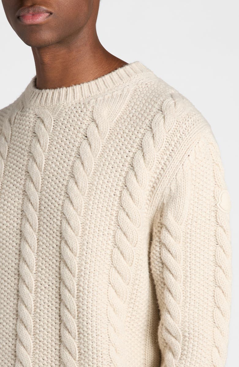 Moncler Virgin Wool & Cashmere Cable Knit Sweater, Alternate, color, 