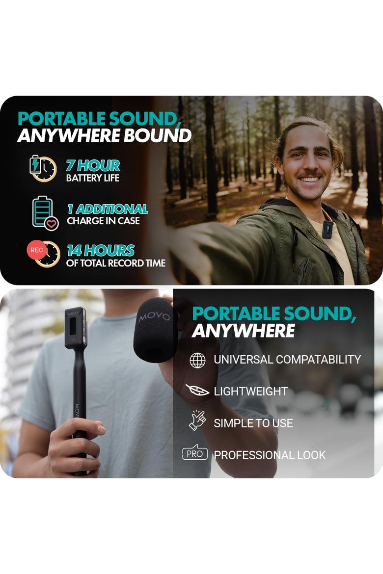 WMX-2-C-DUO Dual USB-C Wireless Lavalier Microphone for iPhone 15/Android/USB C Devices with WMX-HM Handheld Adapter, Alternate, color, Black