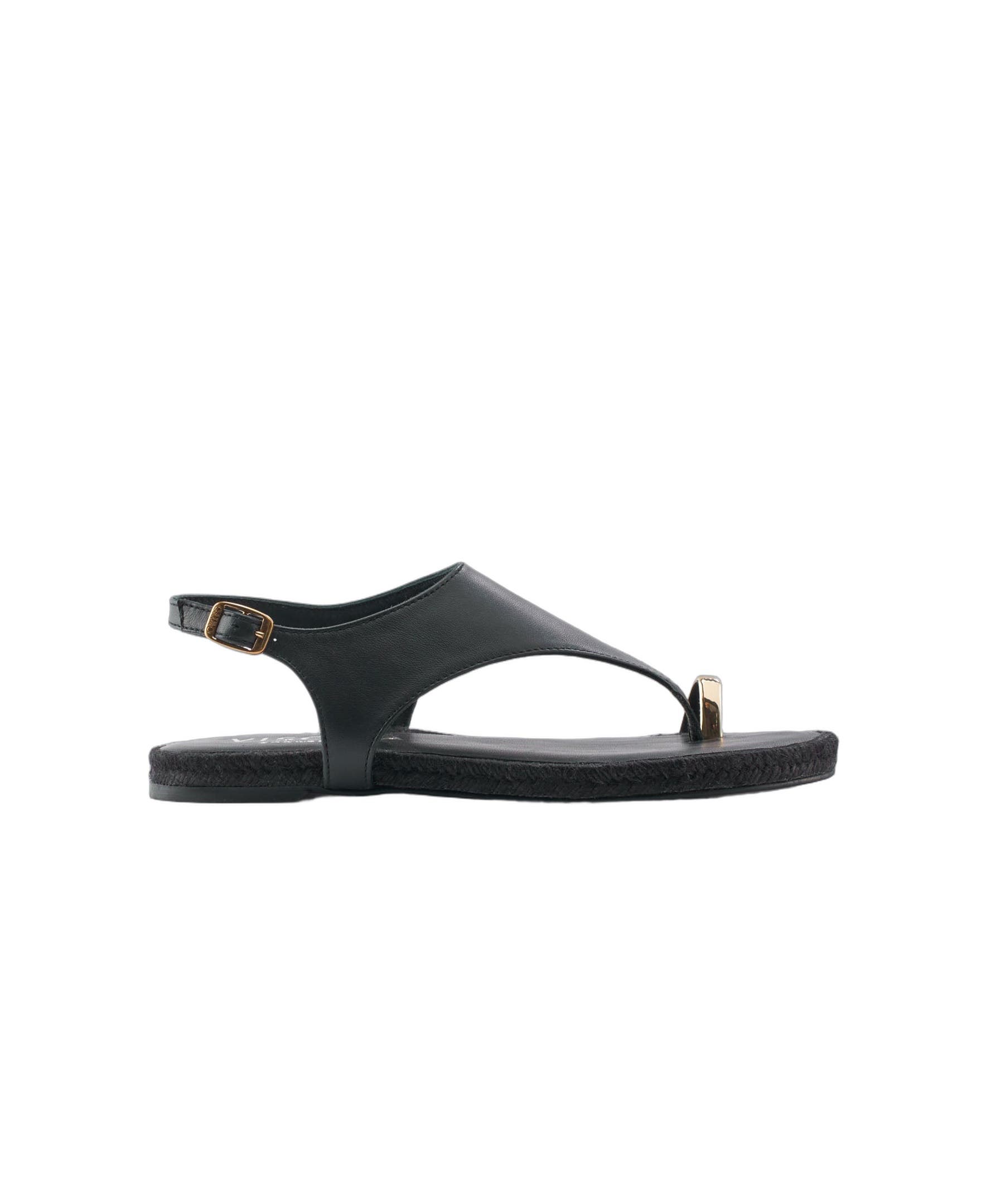 Delmar Leather Sandal Flats, Main, color, Black