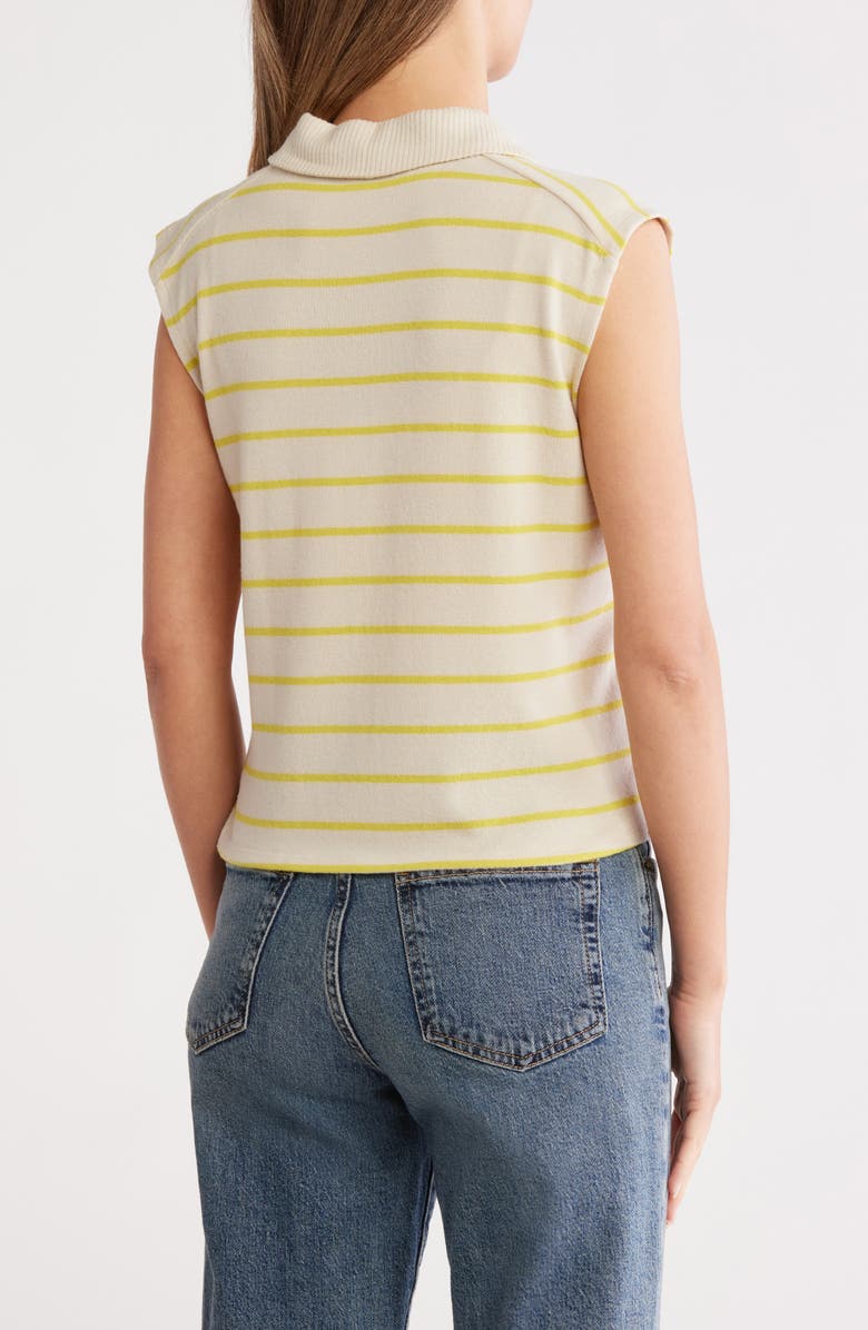 Splendid Lyon Sleeveless Polo Sweater, Alternate, color, Beige/ Chartruese Stripe