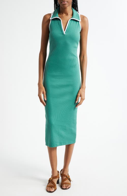 Veronica Beard Darien Stretch Cotton Midi Dress In Green