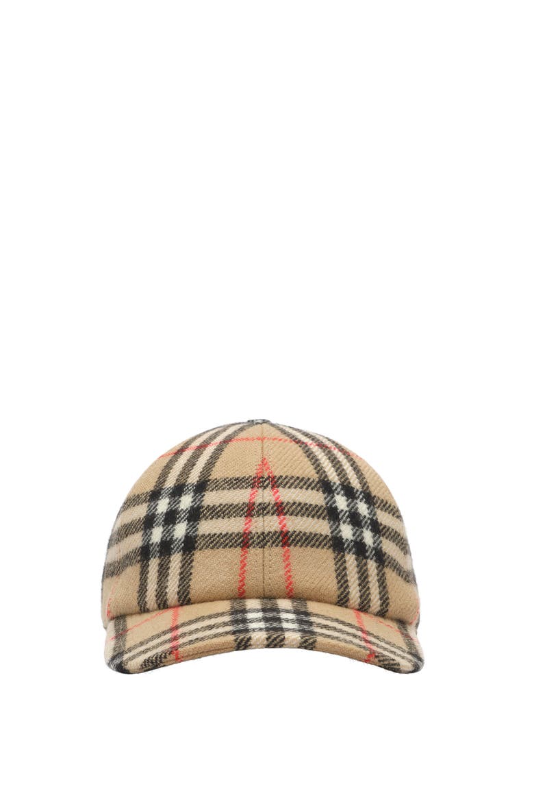 Check Wool Baseball Cap, Main, color, Archive beige