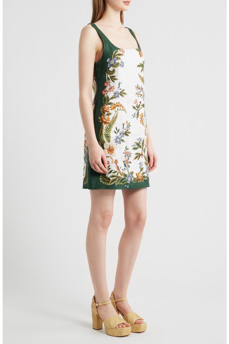 Nature Sand Print Linen Minidress, Alternate, color, NATURE SAND/ GREEN