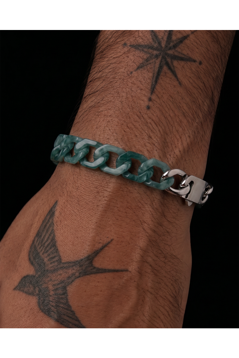 Men's Collection Cuban Link Jade Bracelet, Alternate, color, Blue