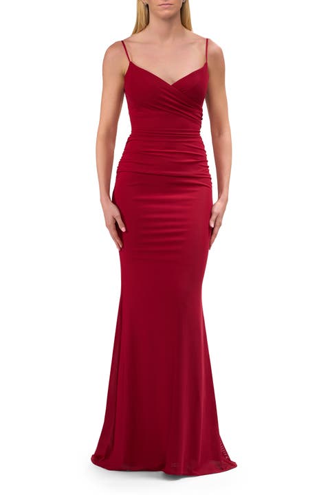 Fitted Jersey Long Dress with Lace Up Back