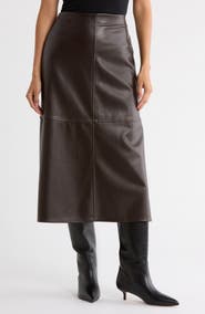 MAX STUDIO Faux Leather A-Line Skirt
