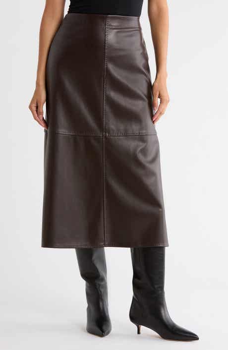 MAX STUDIO Faux Leather A-Line Skirt