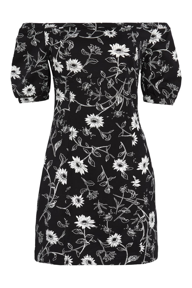 Floral Off the Shoulder Minidress, Main, color, BLACK DAISY FLORAL DAYS