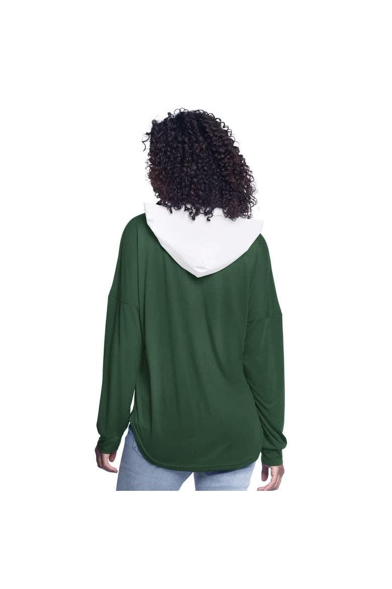 Women's G-III 4Her by Carl Banks Hunter Green Milwaukee Bucks Bench Player Oversized Long Sleeve Hooded Top, Alternate, color, Hunter Green