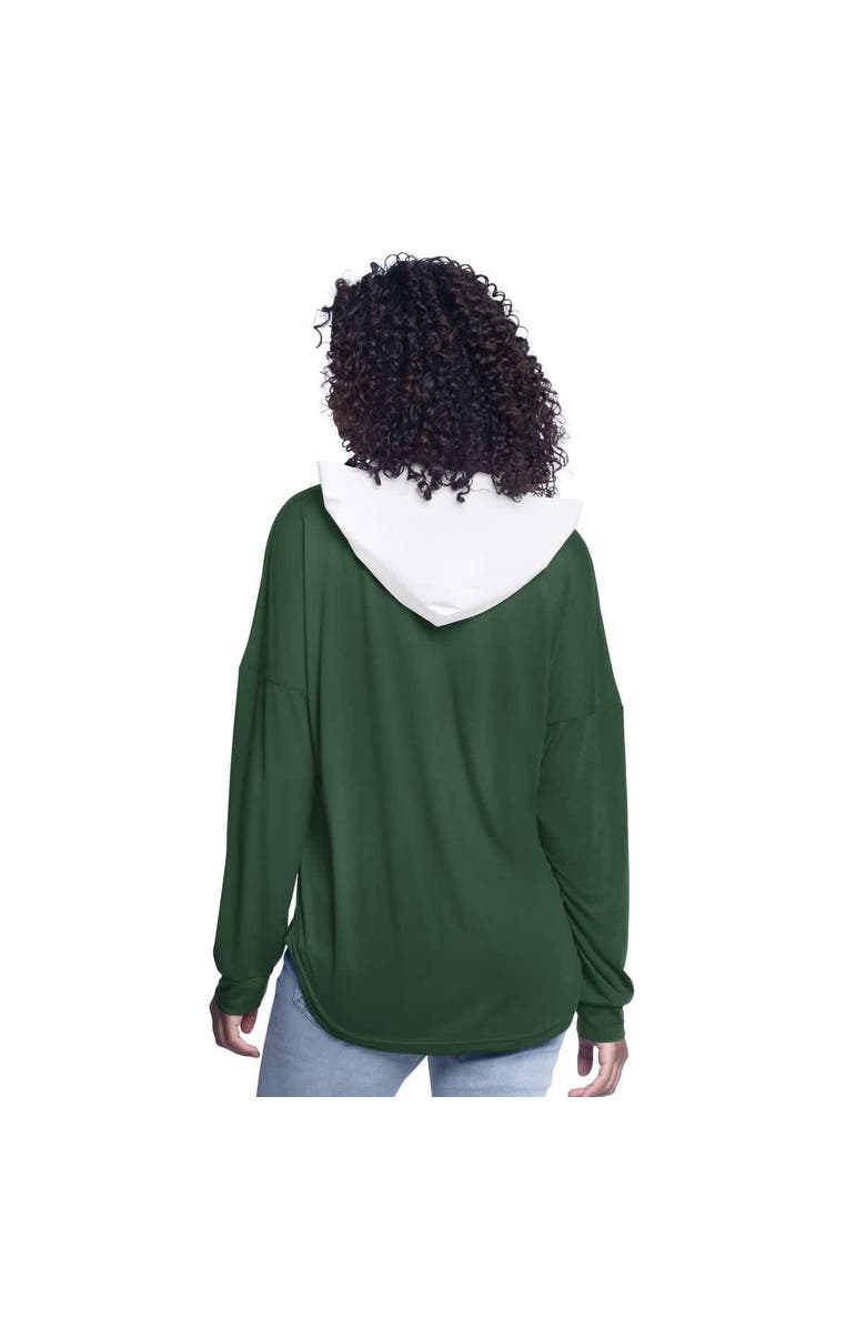 G-III 4HER BY CARL BANKS Women's G-III 4Her by Carl Banks Hunter Green Milwaukee Bucks Bench Player Oversized Long Sleeve Hooded Top, Alternate, color, Hunter Green