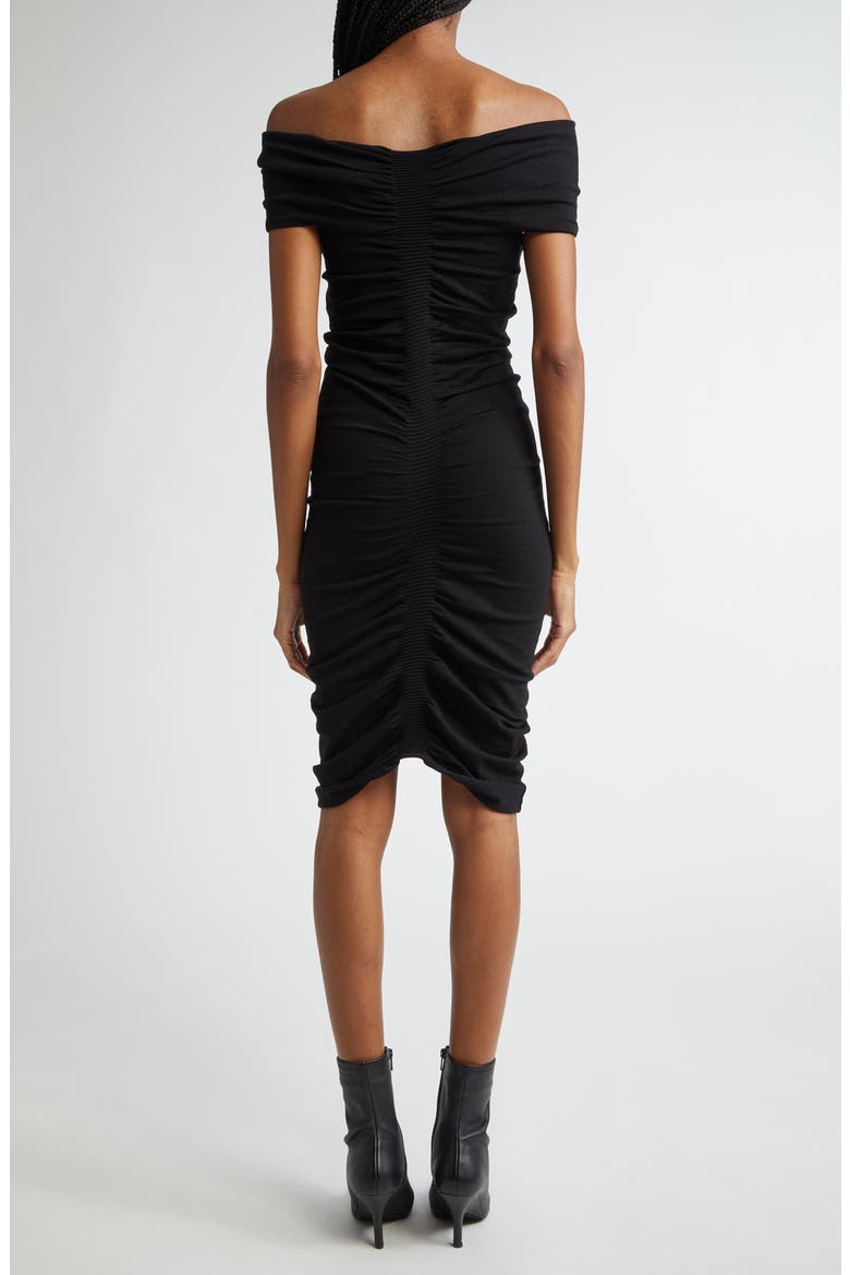 Ruched Off the Shoulder Minidress, Alternate, color, BLACK