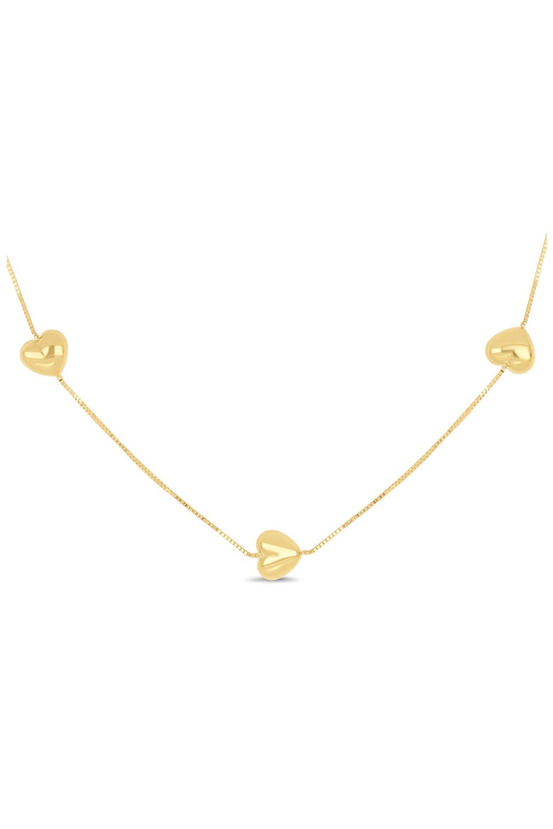 14k Gold Heart Station Necklace, Alternate, color, 14KY