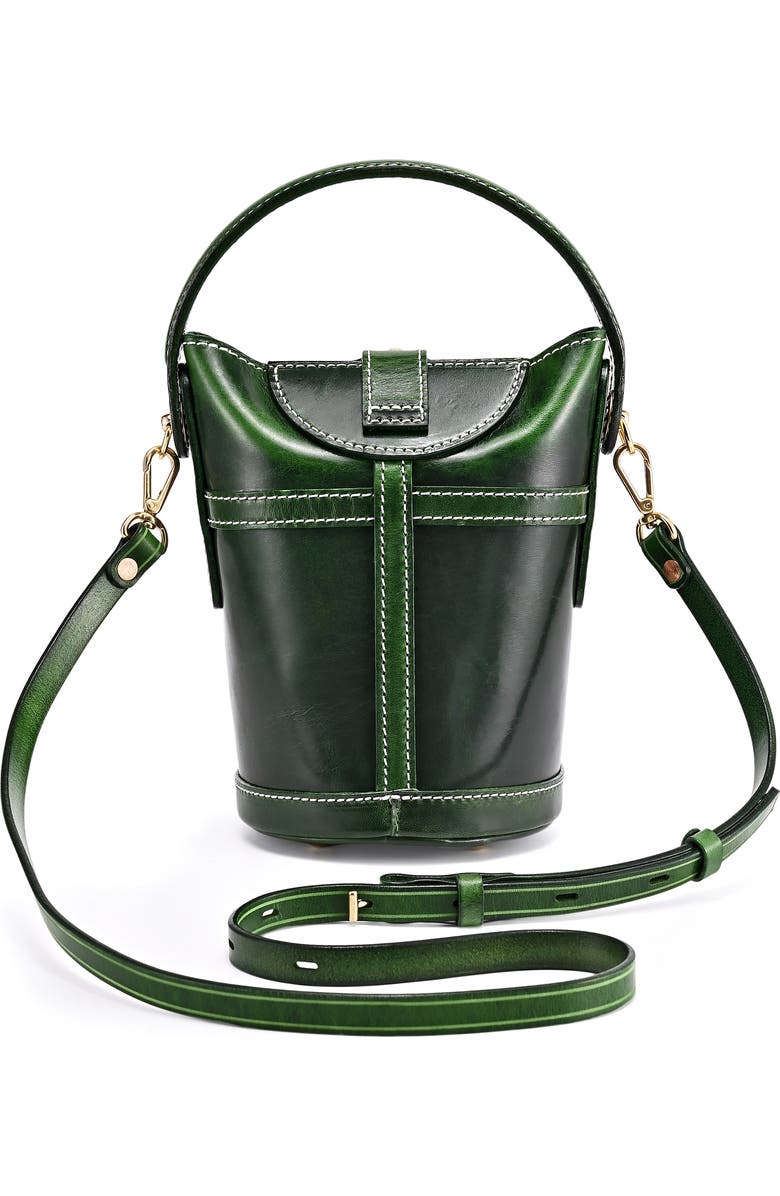 OLD TREND Begonia Genuine Leather Vintage Bucket Crossbody, Alternate, color, Green