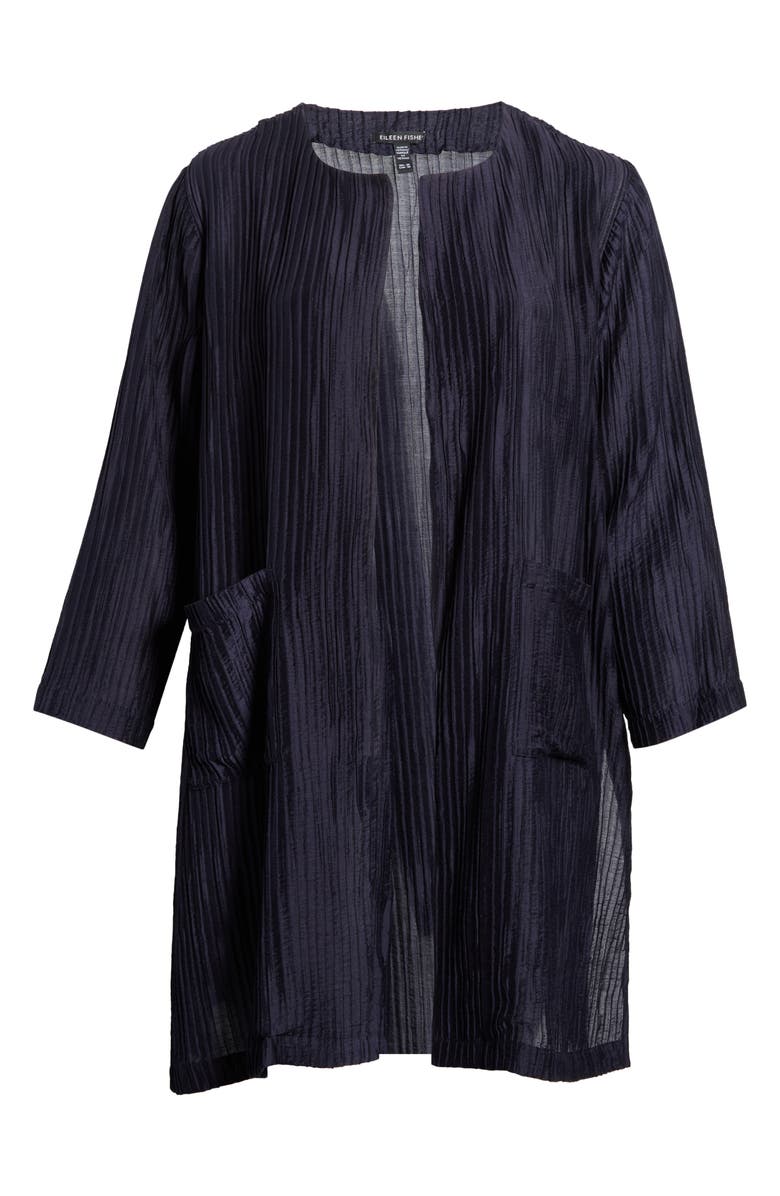 Eileen Fisher Micropleat Collarless Jacket, Alternate, color, Ink