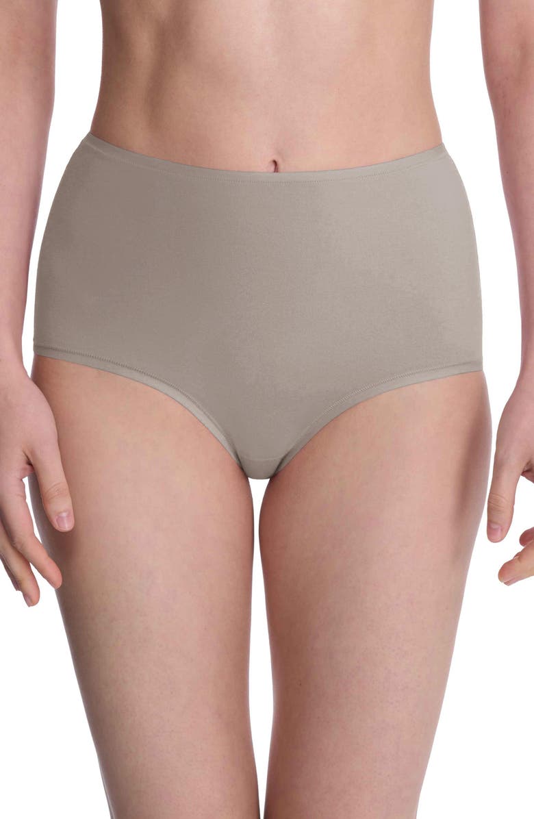 Natori Bliss Bare Cotton High Waist Brief, Main, color, Smoky