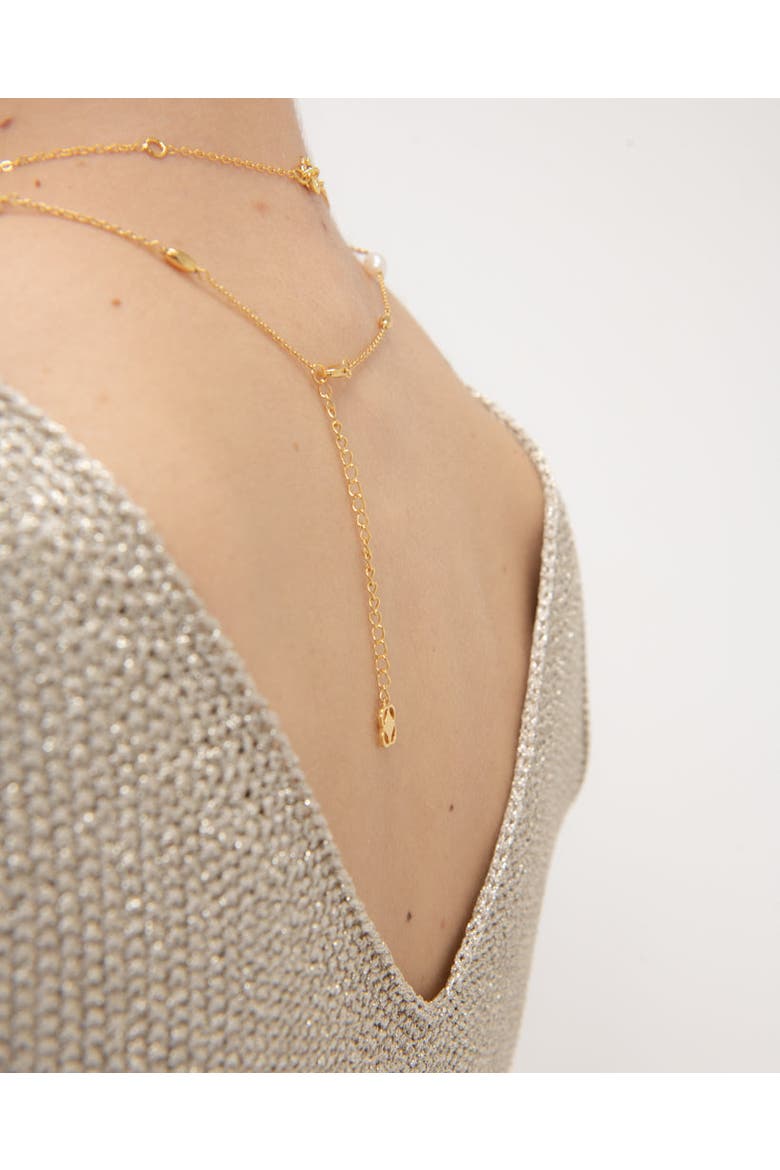 Lyra Pearl Beaded Necklace, Alternate, color, Gold