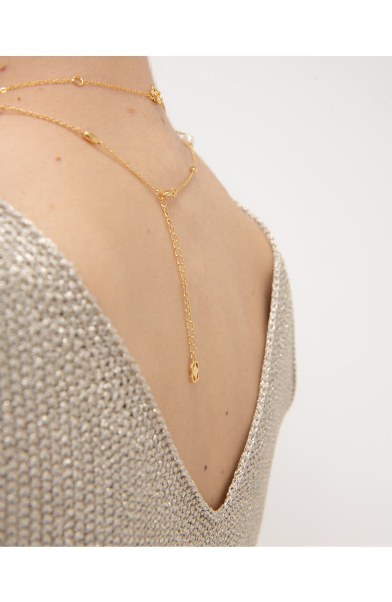 Ottoman Hands Lyra Pearl Beaded Necklace, Alternate, color, Gold