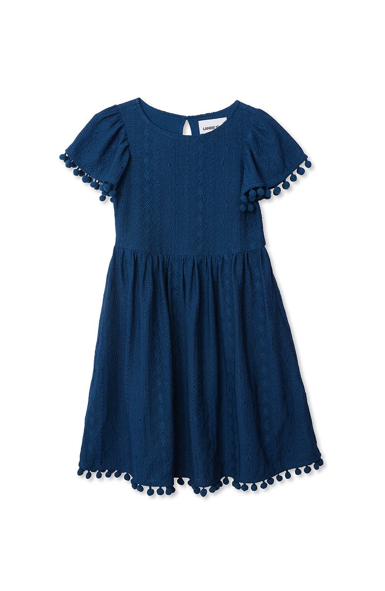 Lands' End Girls Lace Short Sleeve Dress, Main, color, Lyons Blue