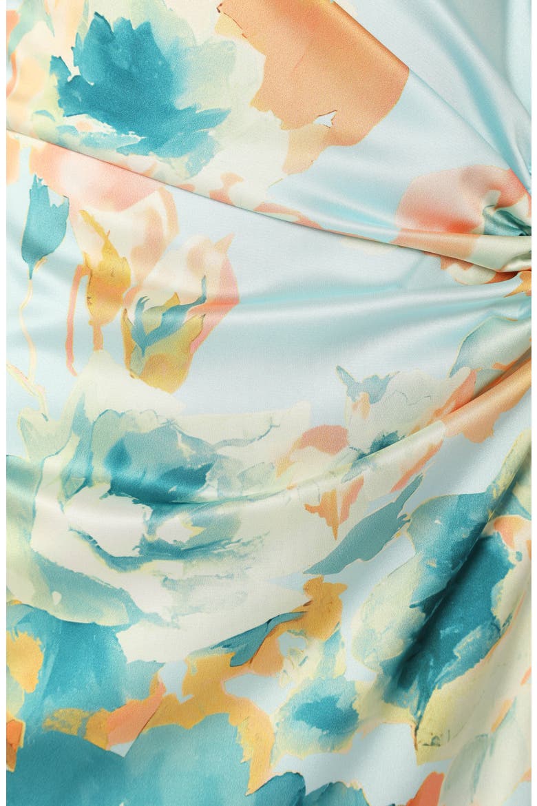 Leighton Floral Print Asymmetric Cutout Dress, Alternate, color, LIGHT BLUE
