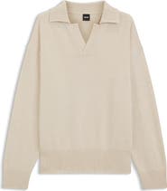 BOSS C-Ucari Long Sleeve Wool Polo Sweater