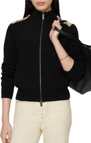 Burberry Check Patch Wool Cashmere Cardigan