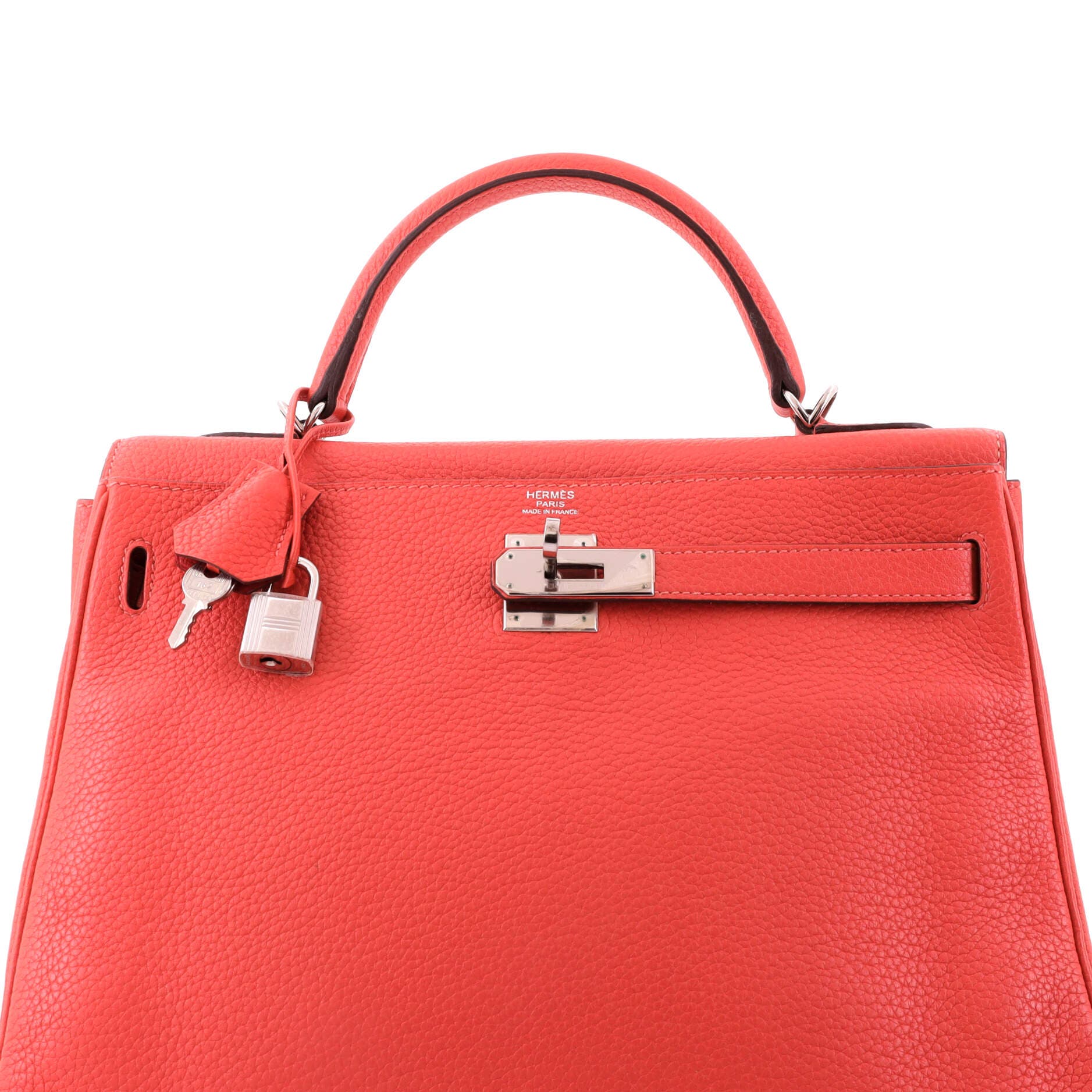 Kelly Handbag Red Clemence with Palladium Hardware 32, Alternate, color, Red