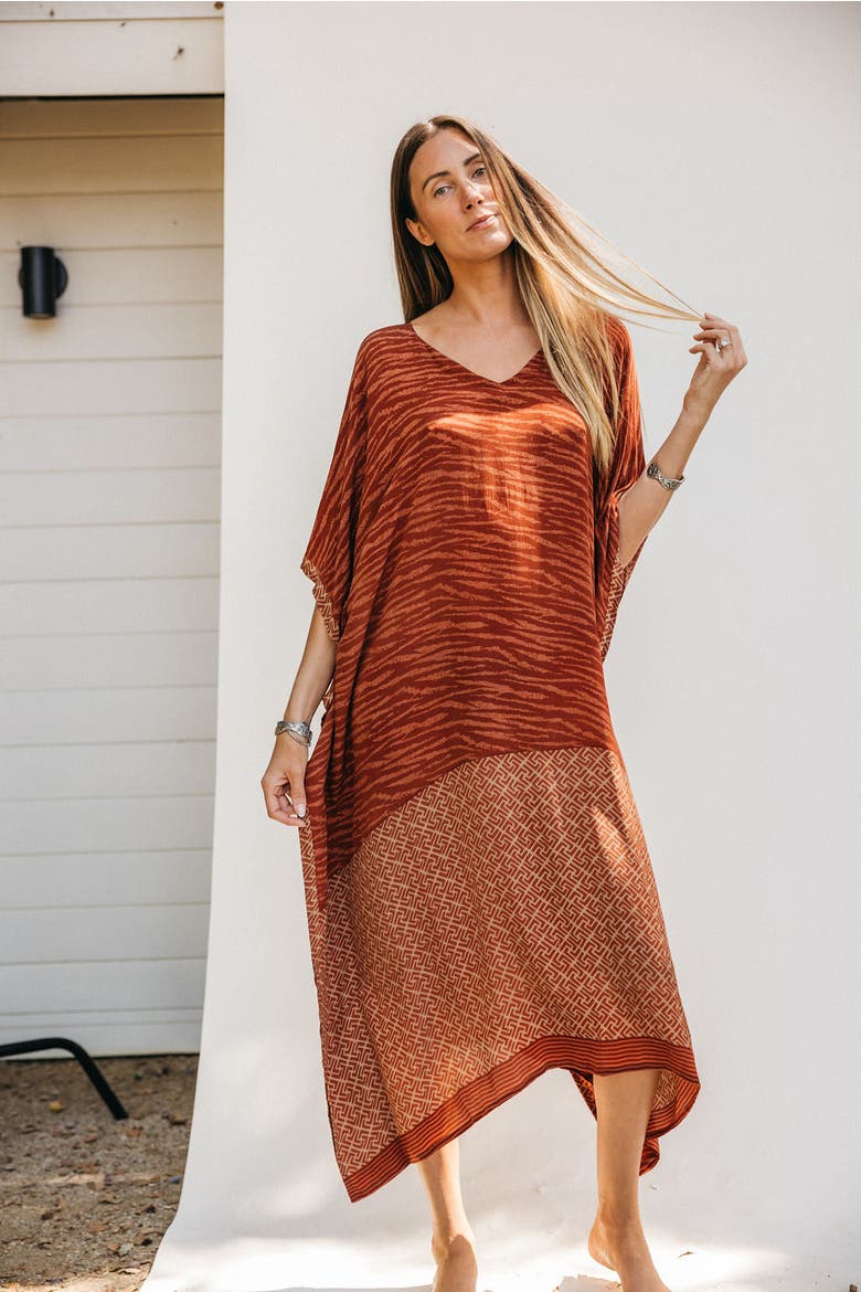 Long Caftan Stella, Alternate, color, Red