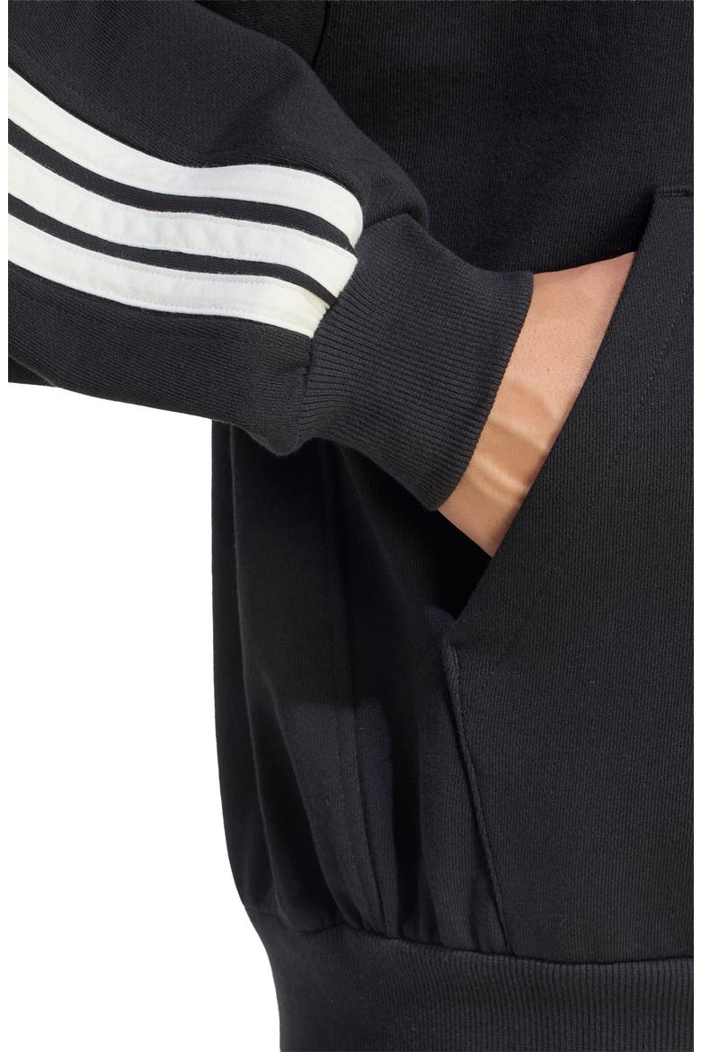 Kit 3-Stripes French Terry Hoodie, Alternate, color, BLACK/ OFF WHITE