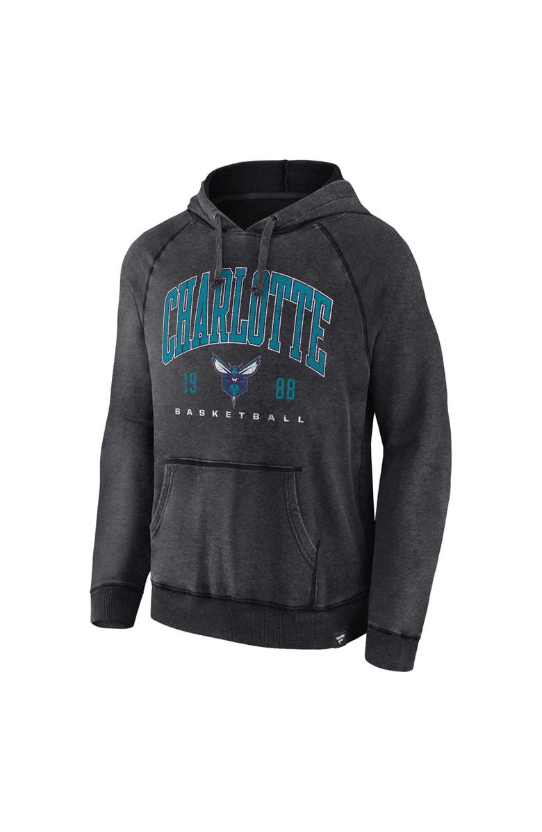 FANATICS Men's Fanatics Branded Heather Charcoal Charlotte Hornets Foul Trouble Snow Wash Raglan Pullover Hoodie, Alternate, color, Heather Charcoal