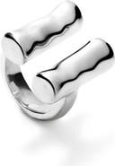 UNODE50 Sterling Silver-Plated Ring with Two Vertical Tubes