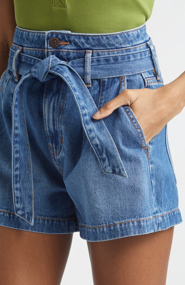 Veronica Beard Jaylen Tie Waist Denim Shorts, Alternate, color, Serendipity